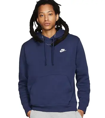 New Mens Nike Gym Athletic Embroidered Club Hoodie Hooded Sweatshirt Pullover • $37.58