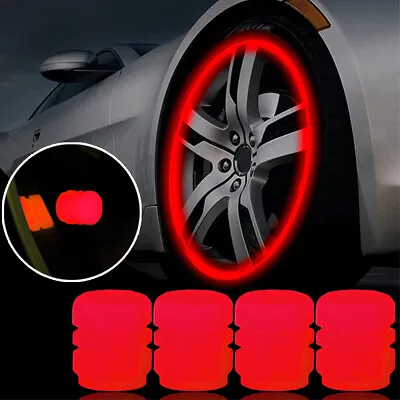 £2.39 • Buy 4Pcs Universal Glowing In Dark Fluorescent Car Tire Valve Caps Cover Accessories