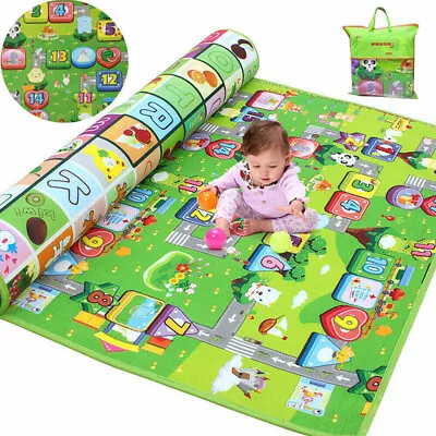 2 Side Kids Crawling Educational Game Play Mat Soft Foam Picnic Carpet 200X180CM • £10.59