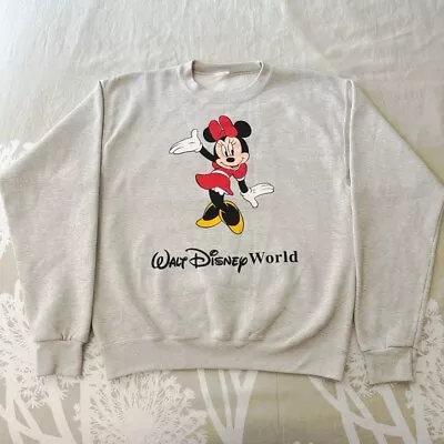 Disney Minnie Mouse Womens Size Large Gray Pullover Long Sleeve Sweater XL • $50