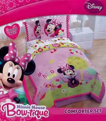 Disney Minnie Mouse Bow Pink Twin Comforter Sham Bedskirt 3pc Bedding Set New • $134.50