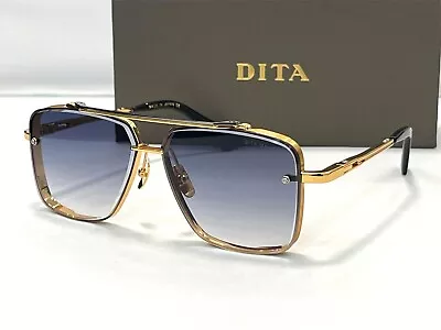 Dita Mach-Six DTS121 62-01 Gold Metal Aviator Sunglasses Dark Grey Gradient Lens • $42