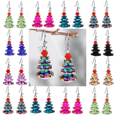 Christmas Tree Crystal Hook Earrings Dangle Drop Women Party Fashion Jewelry • $2.74