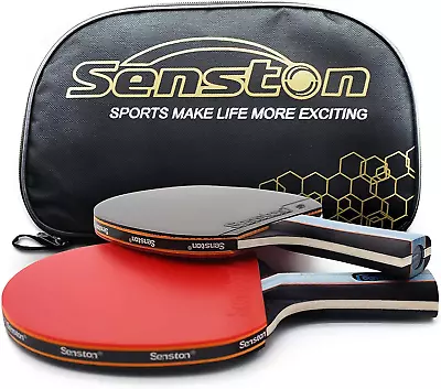 Senston Professional Table Tennis Bats 2 Player Set With Ping Pong Racket Case • £23.89