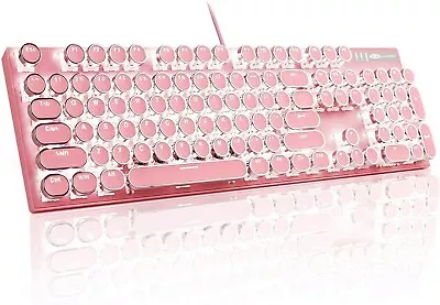 MageGee Typewriter Mechanical Gaming Keyboard Retro Punk Round Keycap LED • $96.77