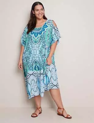 AUTOGRAPH - Plus Size - Womens Dress -  Cold Shoulder Maxi Kaftan Dress • $129.99