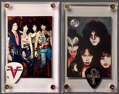 Set Of 2 Vinnie Vincent Signature Guitar Picks / KISS Group Card Displays!!! • $69.15