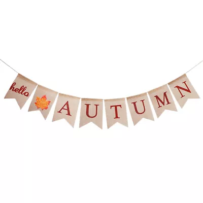 1PC Thanksgiving Flag Hallo Autumn Fall Burlap Bunting Home Decoration • $9.11