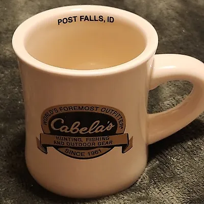 CABELA'S Hunting Fishing Heavy Diner Style Coffee Mug  Post Falls Idaho 10 Oz  • $10.99