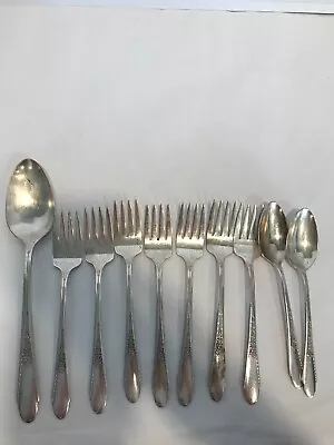 Vintage W.M. Rogers & Son IS Silver Plate Rose Pattern Set Spoons Forks • $15