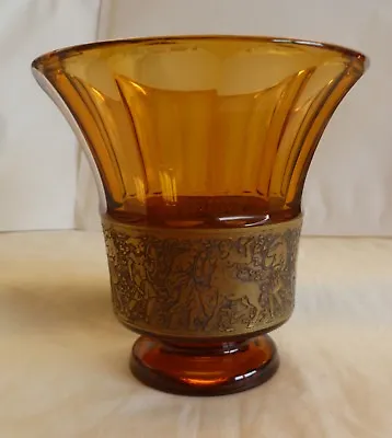 Sold A/f !!!!!!!!!!!!! Moser Carlsbad Amber Glass Vase -- 5.1/2  High • $84