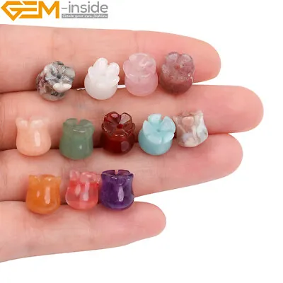 4Pcs Natural Gemstone Plant Flower Charms Hand Carved Beads For Jewelry Making • $6.56