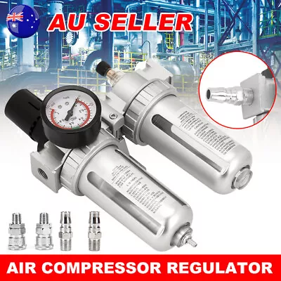 Air Compressor Regulator Oil Lubricator Moisture Water Filter Separator Trap Kit • $31.85