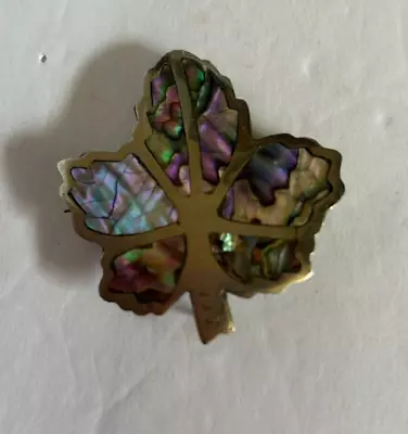 Vintage Sterling & Abalone Maple Leaf Pin / Brooch • $10.99