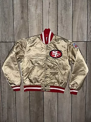 RARE Vintage San Francisco 49ers 90s STARTER Satin Jacket Gold NFL Men Large • $150