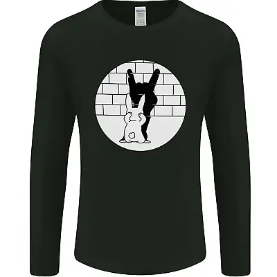 Funny Rock N Roll Salute Rabbit Silhouette Mens Long Sleeve T-Shirt • £11.99