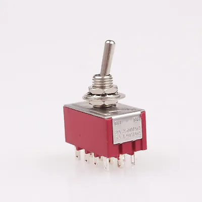 1x 12-Pin Mini Toggle Switch 4PDT 2 Position ON/ON 6A/125V 2A/250V AC MTS-402 • $5.09