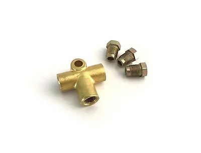 £5.19 • Buy 3 Way T Piece Brake M10 Tee 3/16  Pipe 10mm With 3 Male Nuts Short Union Metric