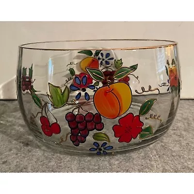 Vintage Venetian Bowl With Stained Glass Fruit Rimmed In 14k  Gold  Handcrafted • $45