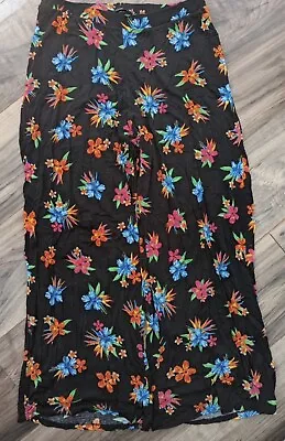 £6.50 • Buy Size 16 Floral Hawaiian Trousers Floral Wide Leg Rockabilly Vintage 50s Black