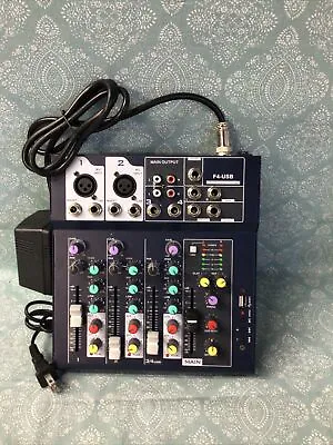4 Channel Mini Mixer Audio Stage Console USB BT 48V Phantom Live Studio Mixing • $49.99