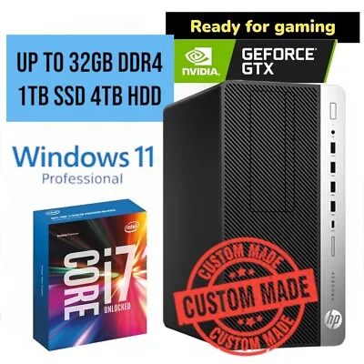 Gaming Desktop HP I7 NVIDIA GTX 1060 Up To 32GB RAM 4TB SSD PC Win11P WIFI BT5.0 • $299.88