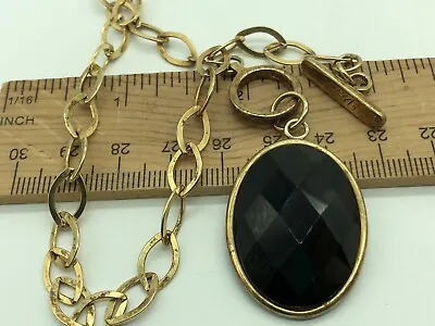 Veronese Sterling Silver Gold Vermeil Checkerboard Faceted Black Glass Necklace • $65