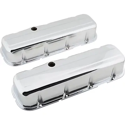 Chevy BBC 454 Chrome Steel Valve Covers - Tall W/ Breather Grommets 396 427 454 • $55.99