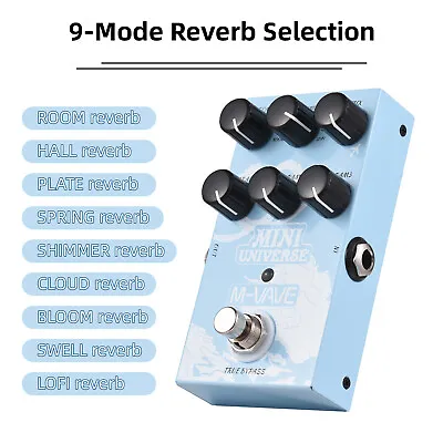 M-VAVE MINI-UNIVERSE Reverb Guitar Effects Pedal Pure-Digital 9 Reverb DC9V R6D9 • $30.96