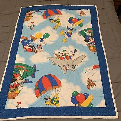Vtg Disney Mickey Mouse Air Mobile Minnie Pluto Baby Blanket Crib Comforter • $26.40