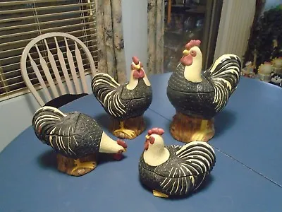 Sakura Rooster Ceramic Covered Canisters Set Of 4  • $124.69