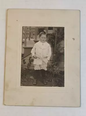 Vintage Cabinet Card Young Boy In White Suit April 1910 • $17.21