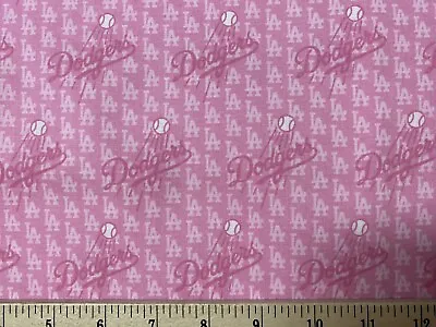 MLB LOS ANGELES LA DODGERS Baseball MINI Pink 1/4 Yard (9” X 57”) Cotton Fabric • $4.99