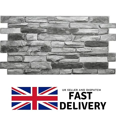 £54.95 • Buy Grey Stone Effect PVC Plastic Wall Covering Panels 3D Decorative Tiles Cladding