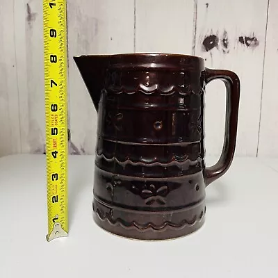 MARCREST Brown Glazed Daisy Dot Ceramic Stoneware Pitcher • $10.46