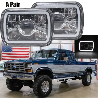 Pair 5X7 7x6 Inch White LED Halo Headlights For Ford F-150 F-250 F-350 Trucks • $42.99