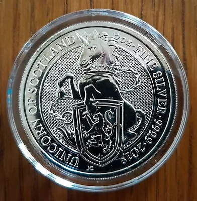 2ozt .999 Silver Queens Beasts - 2018 Unicorn Of Scotland Coin In Capsule  • £53.25