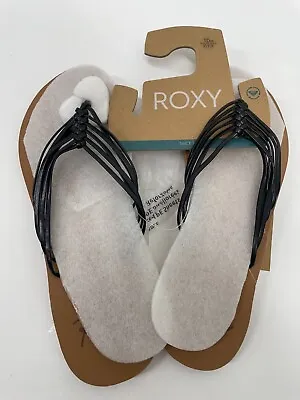 Roxy Womens 10 Jasmine Sandals Strappy Flip Flop Black Slip On ARJL101018 Black • $15.95