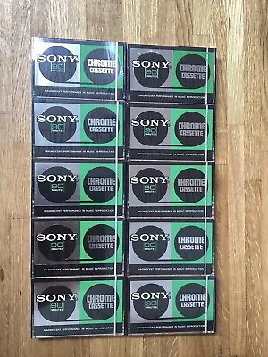 Sony C-90cr Chrome X 10 Blank Audio Cassette-japan 1976-78-new & Sealed • £48