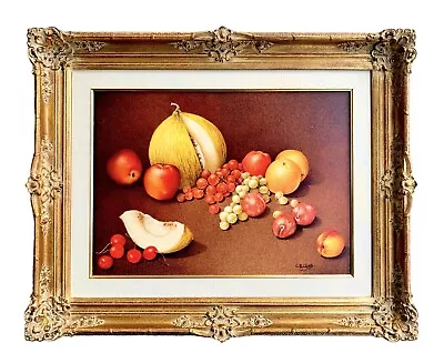 Newcomb Macklin Frame With Sill Life Painting By Charles E Gelb  Grapes Oranges • $1300