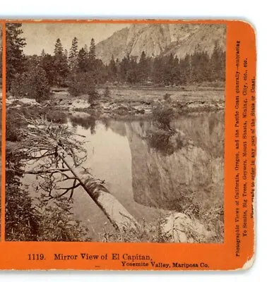 Watkins Pacific Coast - Mirror View El Capitan Yosemite CA Stereoview  C1870 • $75