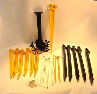 VINTAGE LOT OF 25 MIXED METAL Plastic CAMPING TENT STAKES Cub Scout New Used • $14.97