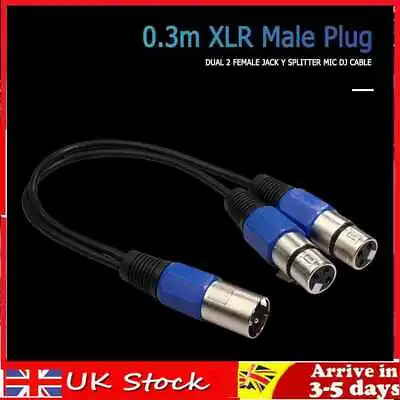 £6.79 • Buy 0.3m XLR Male Plug To Dual XLR Female Jack Y Splitter Mic DJ Audio Cables