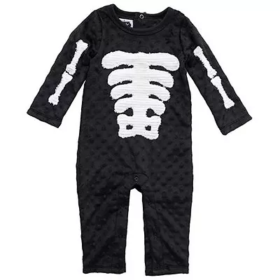 New Mud Pie SKELETON Black One-piece Halloween Costume 0-6 Months Girl Boy Baby • $34.95