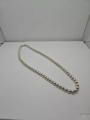 VTG Sterling Silver MEXICO TAXCO  8 Mm  Ball Bead 24  Heavy Necklace 72g TC-212 • $149.99