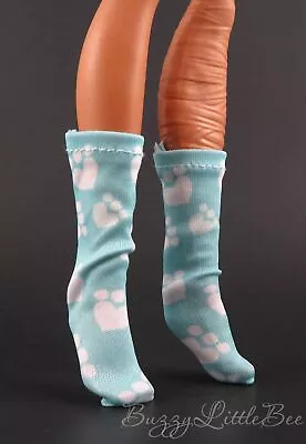 Aqua Heart & Puppy Dog Toes Pair Of Socks For G3 Monster High Dolls • $7.49