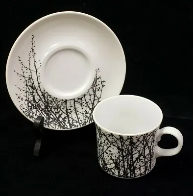 (1) CUP AND SAUCER SET Vera For Mikasa The Birches Black L1078 Japan *8 AVAIL • $9.95