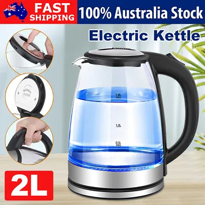 $33.95 • Buy Stainless Steel Glass Electric Kettle 360° Rotation LED Light Kitchen Water Jug