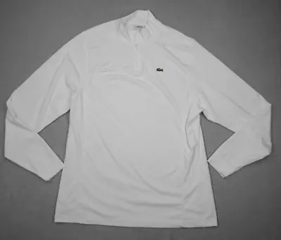 Lacoste Jacket Mens 9 White Sport 1/4 Zip Performance Lightweight Pullover FLAW* • $28.99