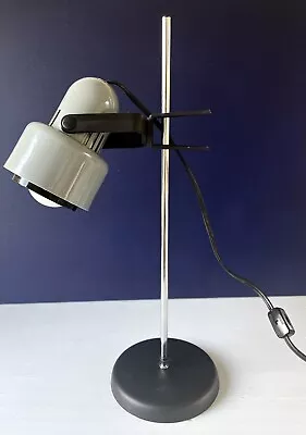 Mid Century Vintage Adjustable Height Table Desk Lamp Black Gray Metal Mod • $45